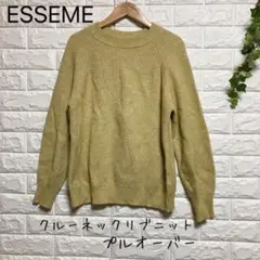 【エシーム】（M）クルーネックリブニットプルオーバー セーター 無地