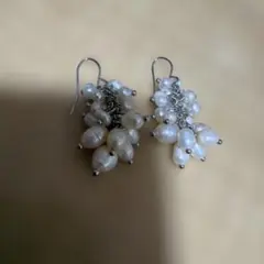 【美品】淡水パール調 フックピアス(両耳用)