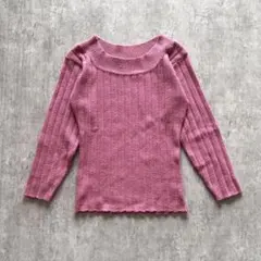 セール❄️日本製 ボートネック リブニット くびれ ウール混 M 韓国 綺麗め