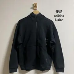 【美品】adidas climalite メンスブラックパーカーL