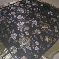 花柄刺繍 スカーフショール 黒 パーティー 大判のサムネイル
