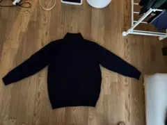 ネイビー ハイネック セーター XL