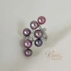 ミュウちゃんママ様ご専用　本真珠淡水パール　ナチュラル極上パープル8㍉7粒リング