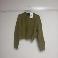 ZARA クロップド丈 ニットセーター カーキ