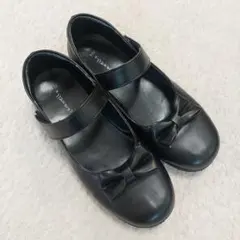 ストラップシューズ★黒いリボン付き★フォーマル★22cm
