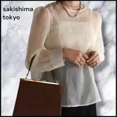 極美品✨サキシマトーキョー シアーブラウス F オフホワイト 上品 肌見せ 春夏のサムネイル