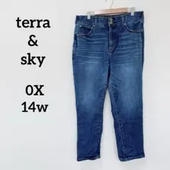terra & sky 【0X (14W)】ダークブルー スリムフィットデニム