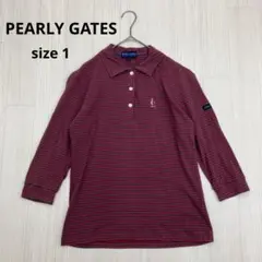 ◆ PEARLY GATES パーリーゲイツ ボーダー ハーフボタン ポロシャツ