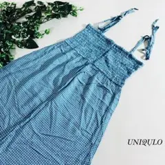 UNIQLO マキシワンピース WOMEN プリントウェストゴム ブルーS
