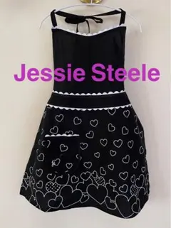 Jessie Steele 2WAY エプロン ハート柄　ブラック ホワイトのサムネイル