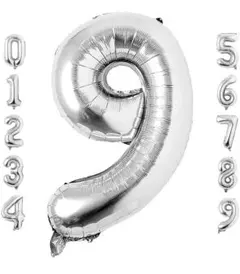 バースデーバルーン【数字9】 ナンバーバルーン 約90cm シルバー 飾りつけ