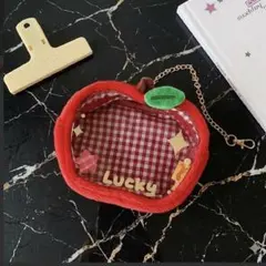 りんご　ポーチ　推し活　ちいかわ　ぬいぐるみ　ぬい活　クリア　ギンガム　チェキ