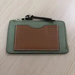 LOEWE カードホルダー　パールグレー／ライトペールグリーン LOEWE】コインカードホルダー パールグレー/ライトペールグリーン