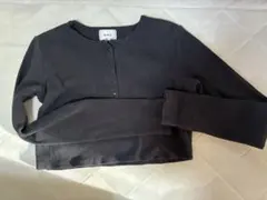 リブ素材 ブラック 長袖Tシャツ