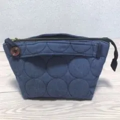 ハンドメイド保冷保温トートバッグ弁当袋ダークネイビーキルティングバッグバッグイン