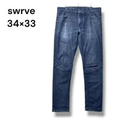 スワーブ　デニム　スキニーフィット　３４×３２　ネイビー　ストレッチ