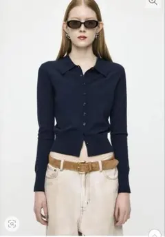 moussy ハイゲージニットシャツ　マウジー　ネイビー　薄手