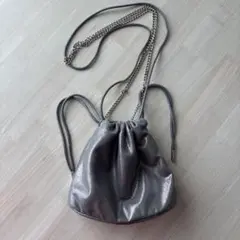 mystic シルバー 巾着型ショルダーバッグ