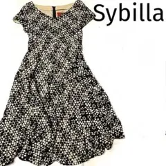 シビラsybilla 総刺繍　花柄　ワンピース　ベージュ　ブラック