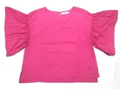 Samansa Mos2 ピンク フレアスリーブ Lサイズ綿100