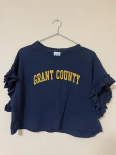 フリル付きTシャツ ネイビー