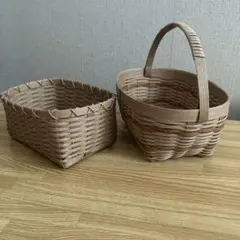 クラフトテープ製バスケット2個セット