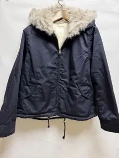 アースミュージックアンドエコロジー ボアジャケット M 黒 フード付き ブルゾン