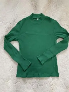 UNIQLO 長袖リブハイネック　グリーン Sサイズ