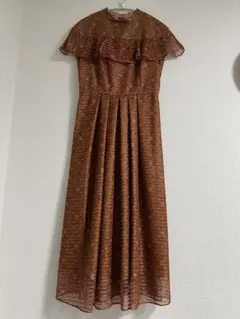 日本製 オケージョン ワンピース ブラウン ロング M