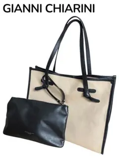 GIANNI CHIARINI マルチェッラ キャンバストートバッグ ポーチ付のサムネイル
