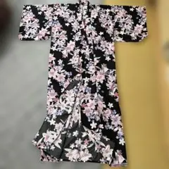 黒地花柄浴衣・帯セット