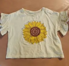 ひまわりプリント フリル袖Tシャツ