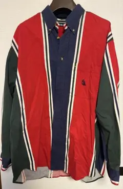 Nauticaノーティカ マルチカラー 刺繍ロゴ 長袖BDシャツ Lサイズ