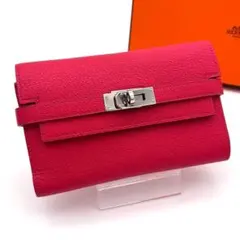 鑑定書付【極美品】HERMES クリック12 三つ折り財布 シェーブル ピンク