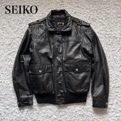 90s SEIKO A-2 フライトジャケット キルティング レザー ジャケット
