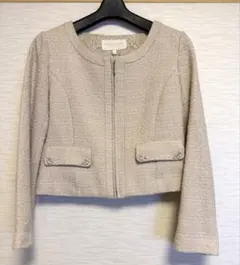 【訳あり】PROPORTION★ピンクベージュ ツイードジャケット 2 長袖