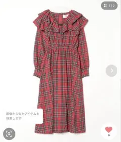 【jouetie 】チェック柄 フリル 長袖ワンピース