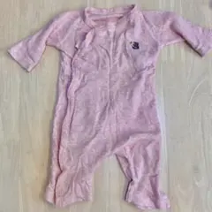 ピンク 魚の刺繍 半袖ロンパース