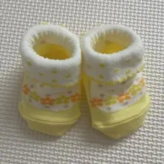 新品未使用　ミキハウス　イエロー 花柄 リボン付き ベビー靴下 9-11cm