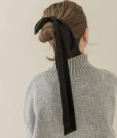SMELLY ベロアビッグリボンヘアフック ブラック