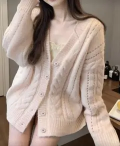 SHEIN ピンク カーディガン ニット