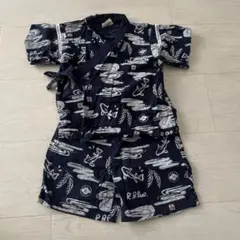 エフオーキッズ　F.O.KIDS ベビー甚平　浴衣　90 綿100 紺　ネイビー