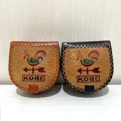 【2点セット】 KOBE レザー 小物入れ 小銭入れ コインケース レトロ 花柄