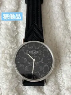稼働品 COACH 腕時計 シグネチャー 柄 新品電池 ブラックのサムネイル