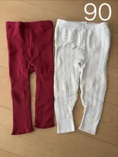 赤と白のニットレギンスセット 90サイズ　UNIQLO GAP