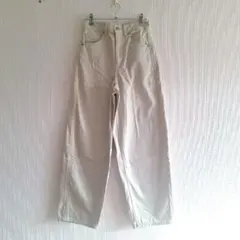 GU ジーユー　デニムパンツ　ホワイト系 コクーンシルエット　S 綿100%