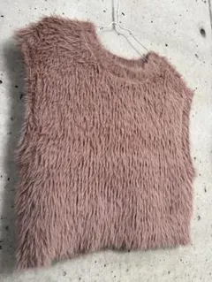 ベスト　ノースリーブ ファー　トップス ピンク