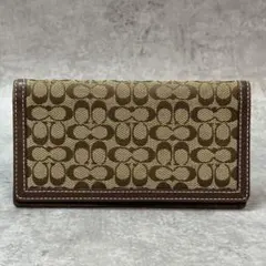 COACH コーチ シグネチャー 長財布 キャンバス レザー ブラウン ベージュ