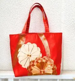 ★限定セール★帯リメイクバッグ_朱色