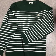 3月末までの出品LOGOS DAYS ストライプ柄 長袖トレーナーダークグリーン